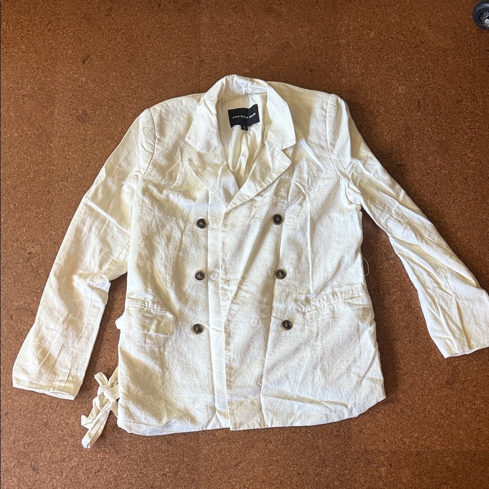 Who What Wear White Double-Breasted Blazer